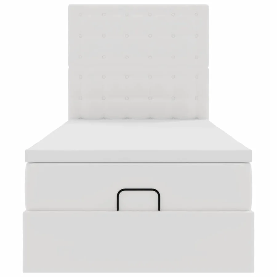 Lit ottoman avec matelas blanc 90x200 cm similicuir - 7