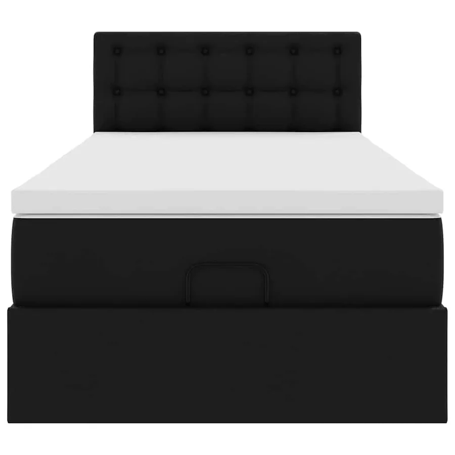 Cadre de lit ottoman avec matelas noir 100x200 cm similicuir - 8