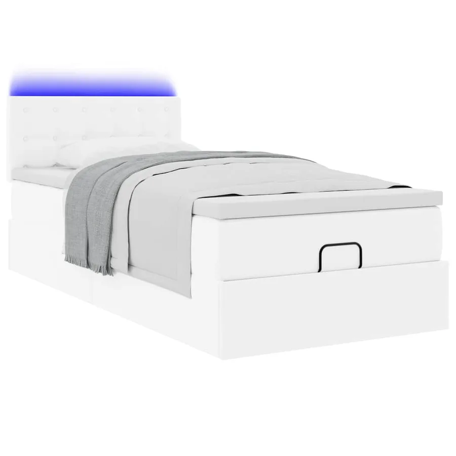 Cadre de lit ottoman avec matelas blanc pur 80x200cm similicuir - 6
