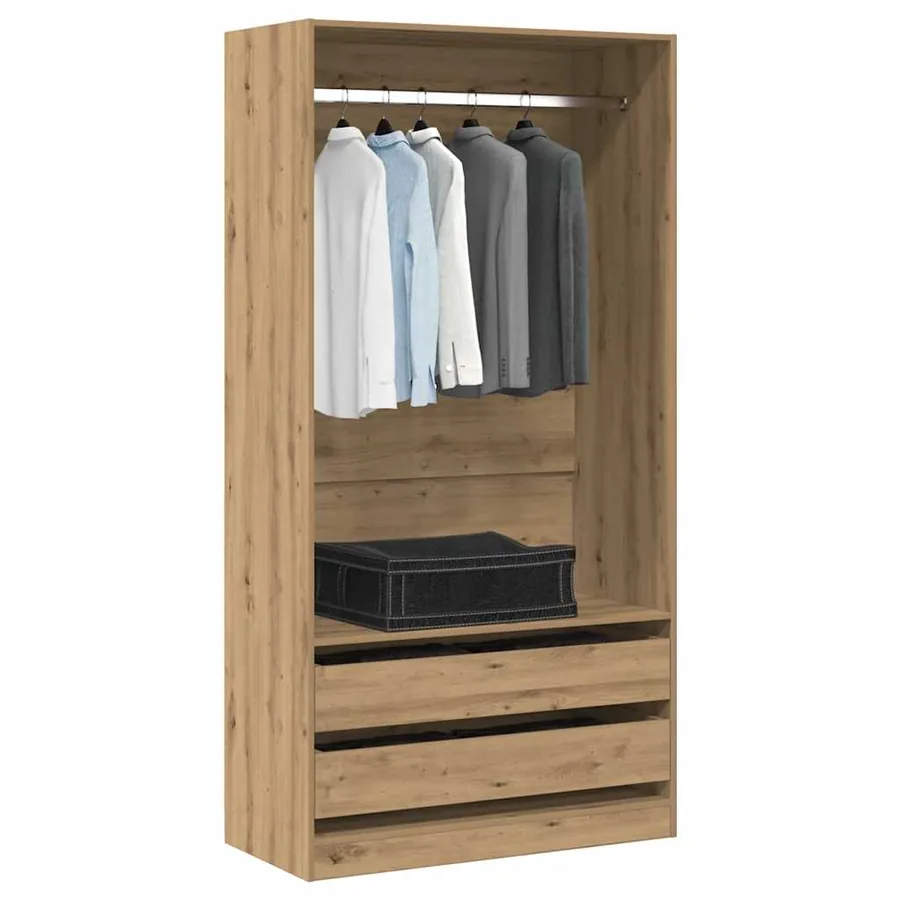 Garde-robe chêne artisanal 100x50x200 cm bois d'ingénierie