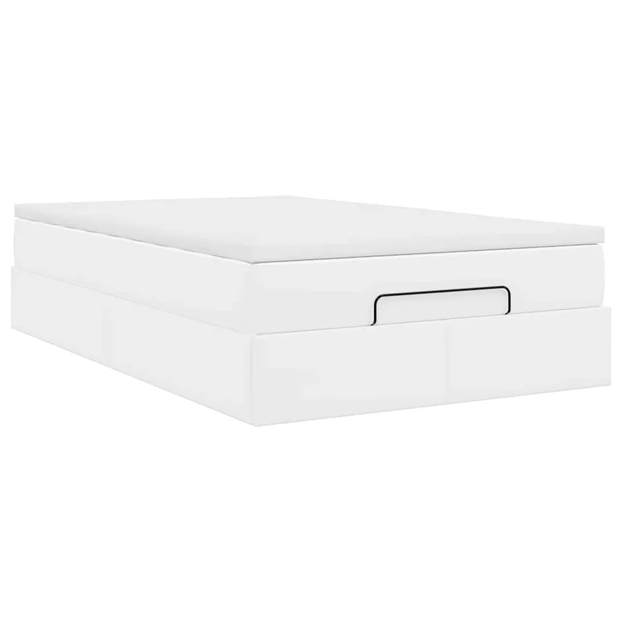 Cadre de lit ottoman avec matelas blanc 120x190 cm similicuir - 10