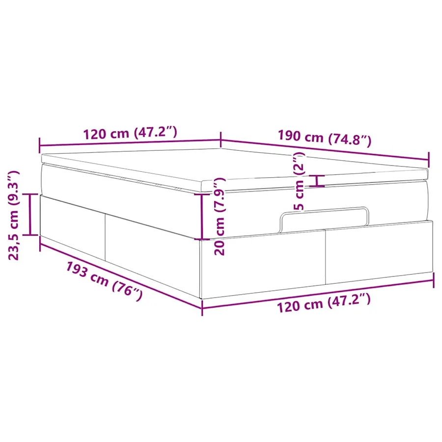 Cadre de lit ottoman avec matelas blanc 120x190 cm similicuir - 17