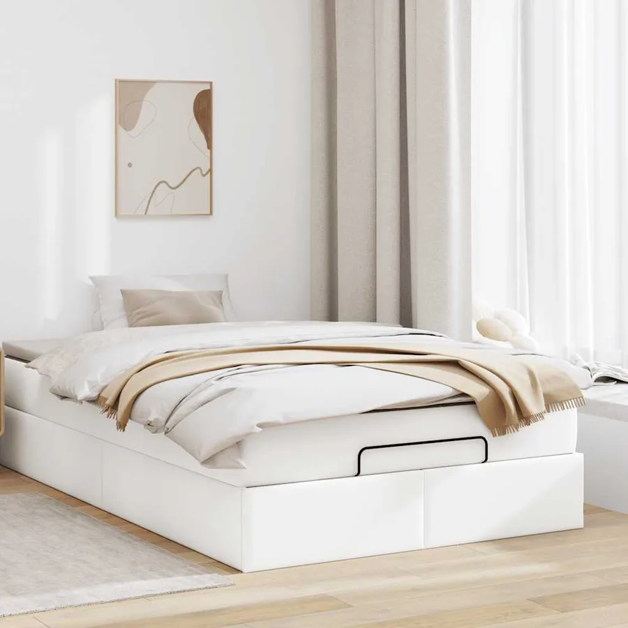 Cadre de lit ottoman avec matelas blanc 120x190 cm similicuir - 3
