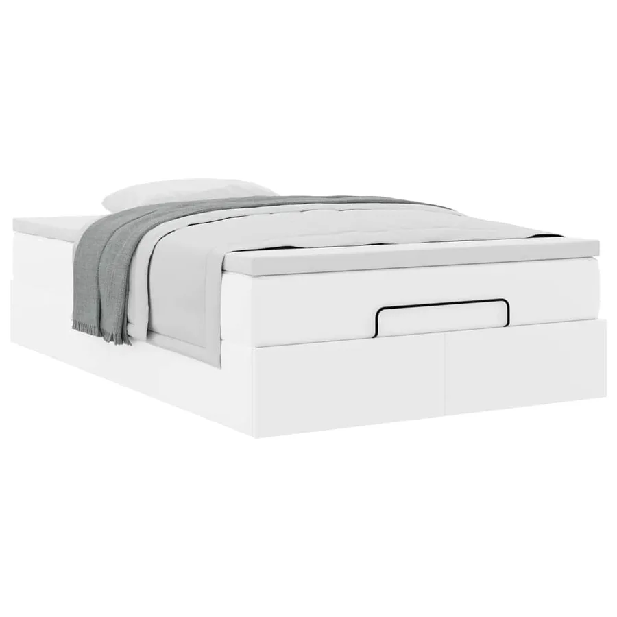 Cadre de lit ottoman avec matelas blanc 120x190 cm similicuir - 5