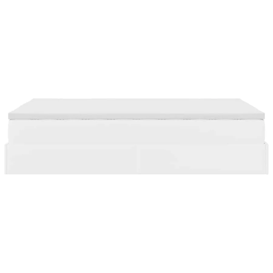 Cadre de lit ottoman avec matelas blanc 120x190 cm similicuir - 9