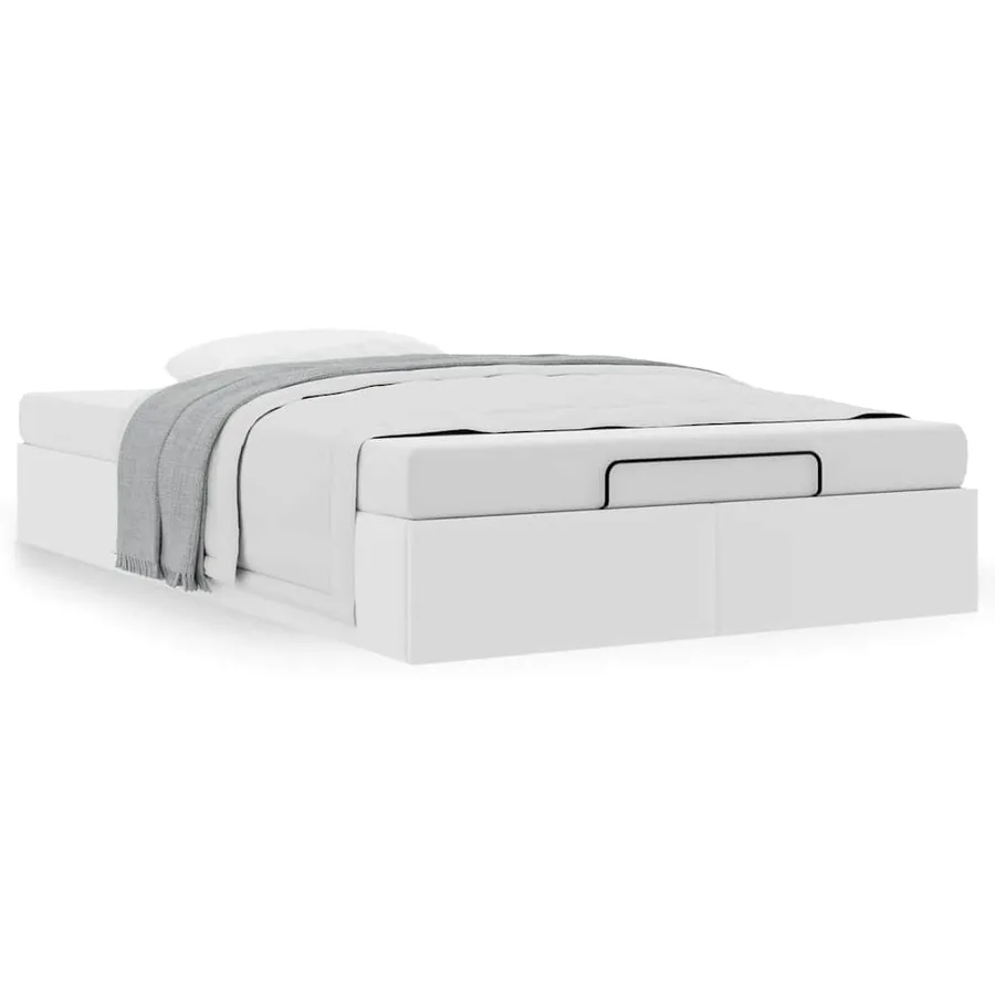 Cadre de lit ottoman sans matelas blanc 120x190 cm similicuir - 4