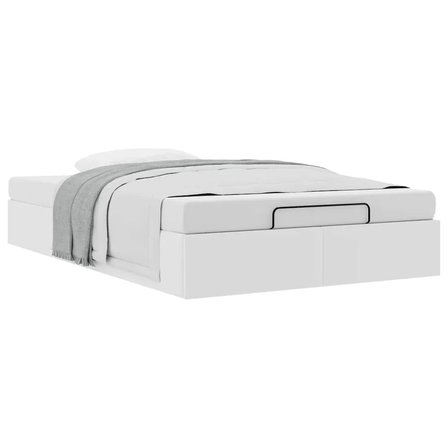 Cadre de lit ottoman sans matelas blanc 120x190 cm similicuir - 5
