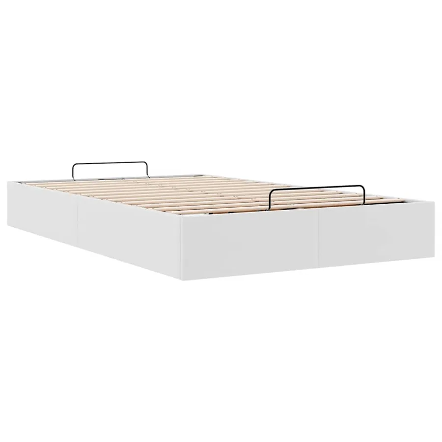 Cadre de lit ottoman sans matelas blanc 120x190 cm similicuir - 6