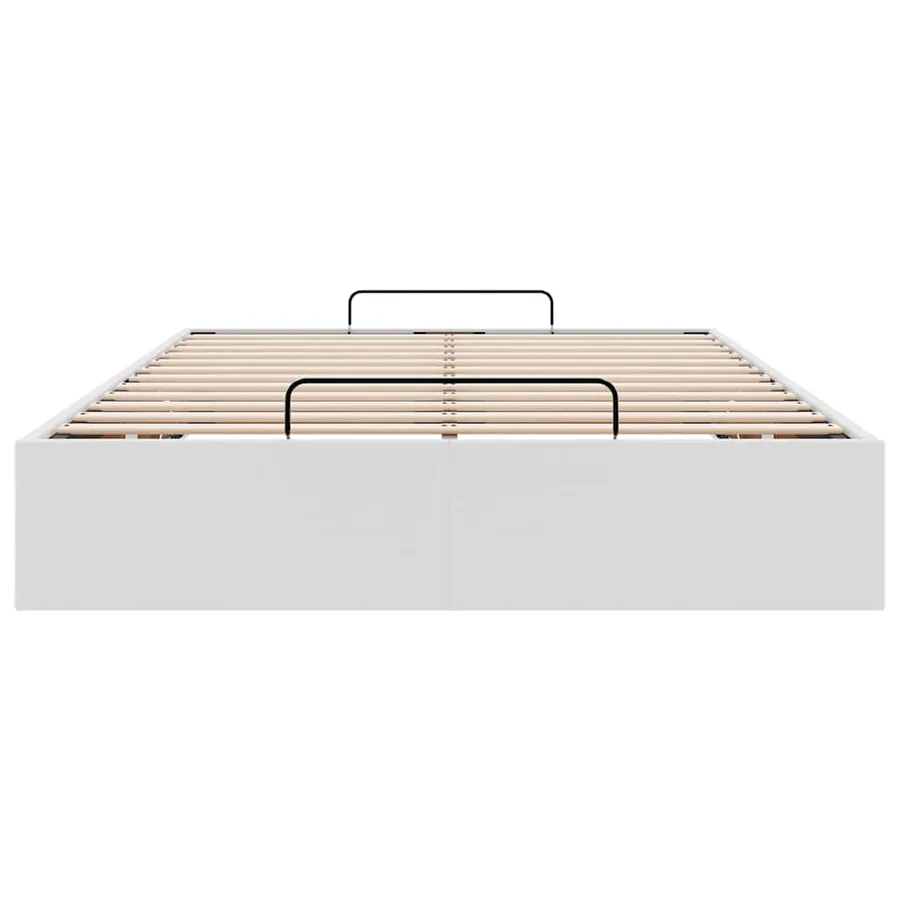 Cadre de lit ottoman sans matelas blanc 120x190 cm similicuir - 7