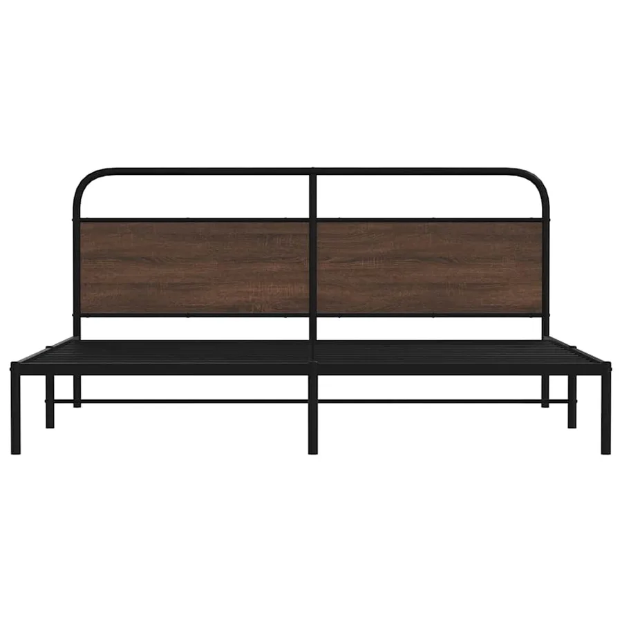 Cadre de lit en métal sans matelas chêne marron 200x200 cm - 5