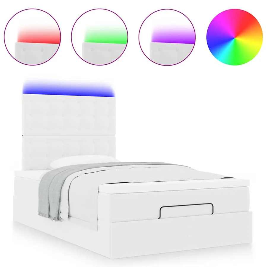 Cadre de lit ottoman avec matelas blanc 120x190 cm similicuir - 2