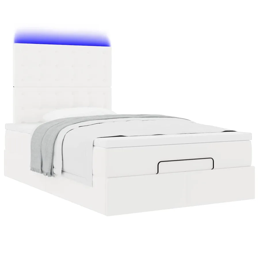 Cadre de lit ottoman avec matelas blanc 120x190 cm similicuir - 3