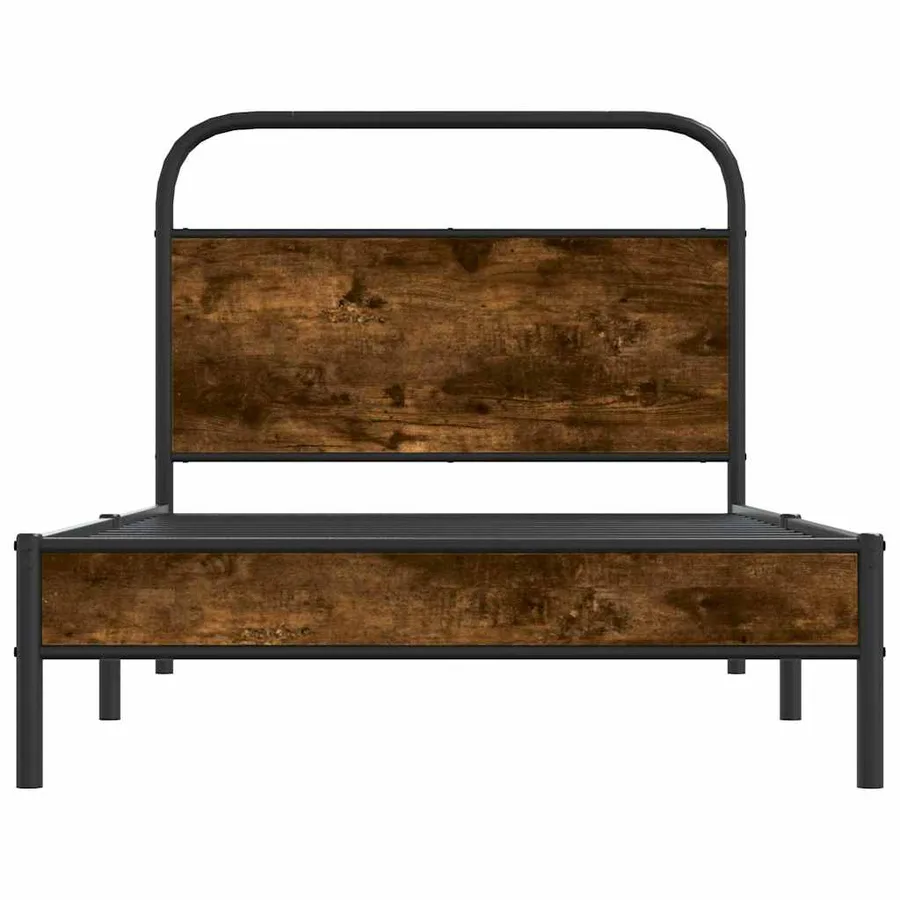 Cadre de lit sans matelas 90x200cm chêne fumé bois d'ingénierie - 5