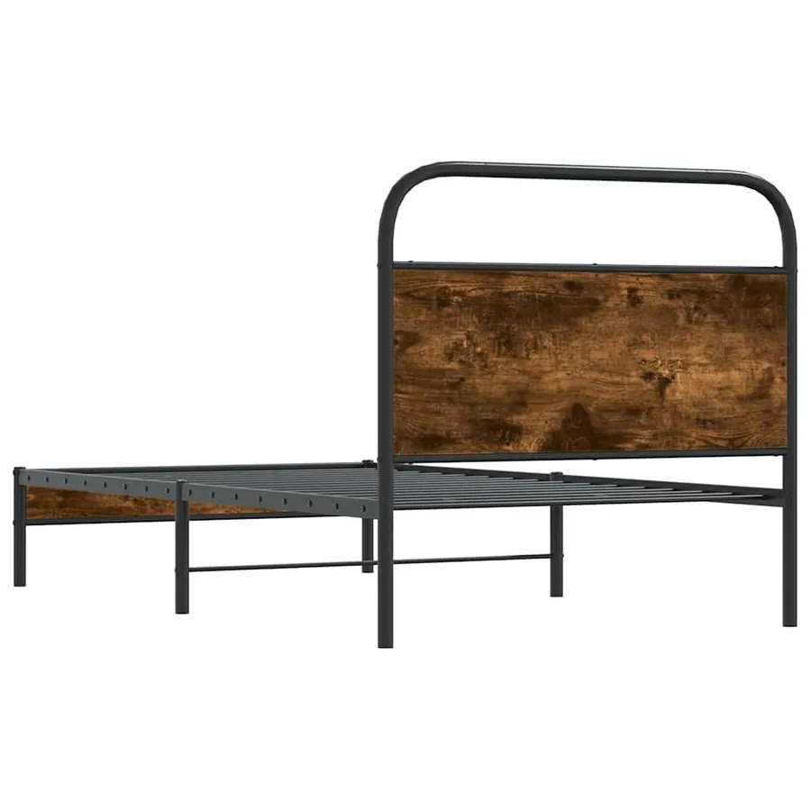 Cadre de lit sans matelas 90x200cm chêne fumé bois d'ingénierie - 7