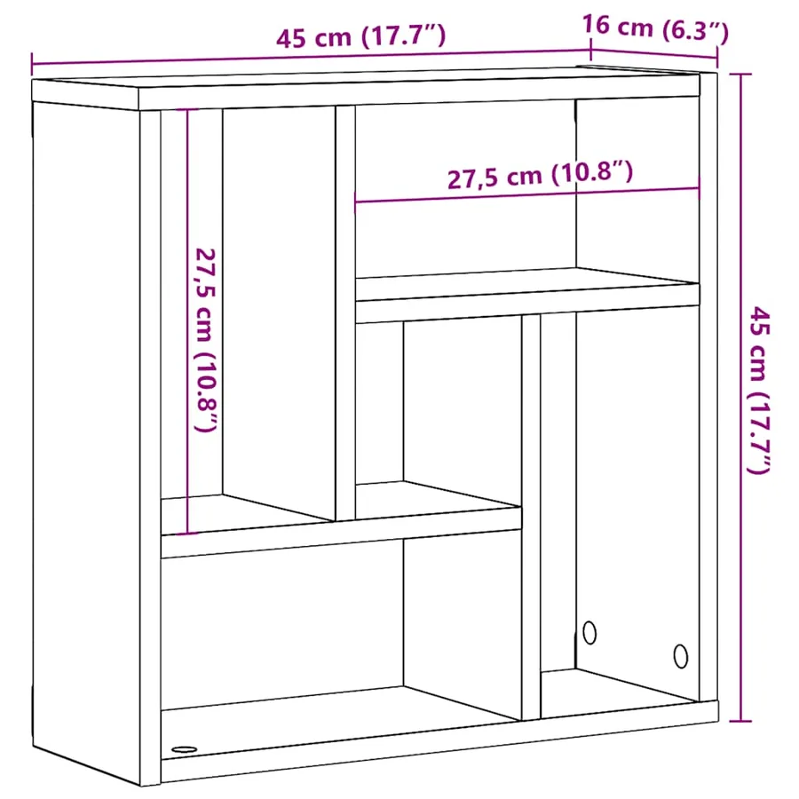 Étagère murale vieux bois 45x16x45 cm bois d'ingénierie - 9