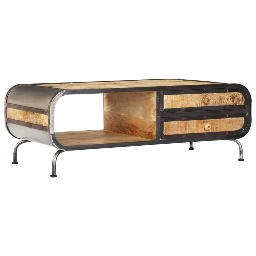Table basse 100x50x35 cm Bois de manguier massif - 14