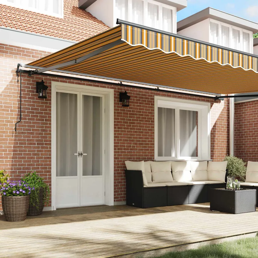 Auvent rétractable Multicolore 500 × 350 cm Tissu et Aluminium - 3