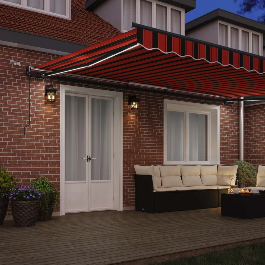 Auvent rétractable orange et marron 500 × 350 cm Polyester - 3