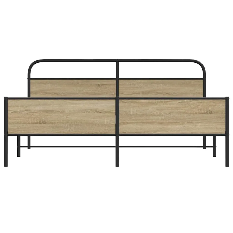 Cadre de lit en métal sans matelas chêne fumé 150x200 cm - 5