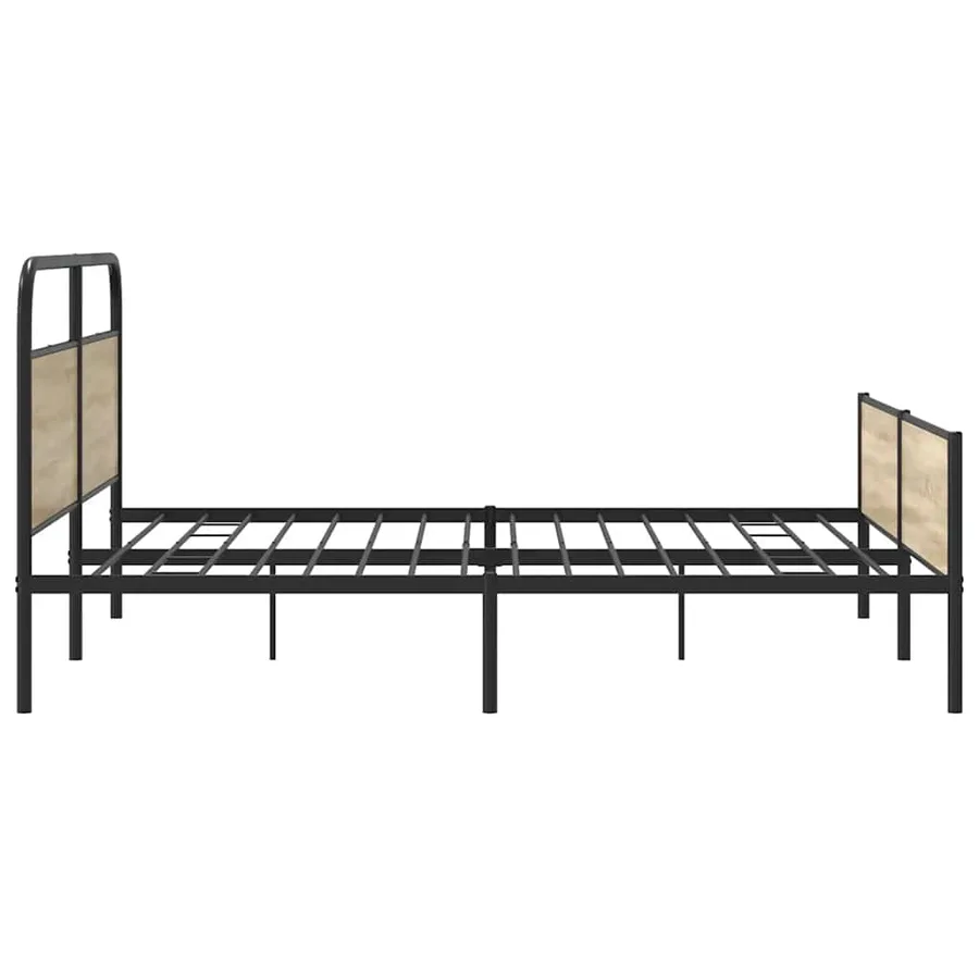 Cadre de lit en métal sans matelas chêne fumé 150x200 cm - 6