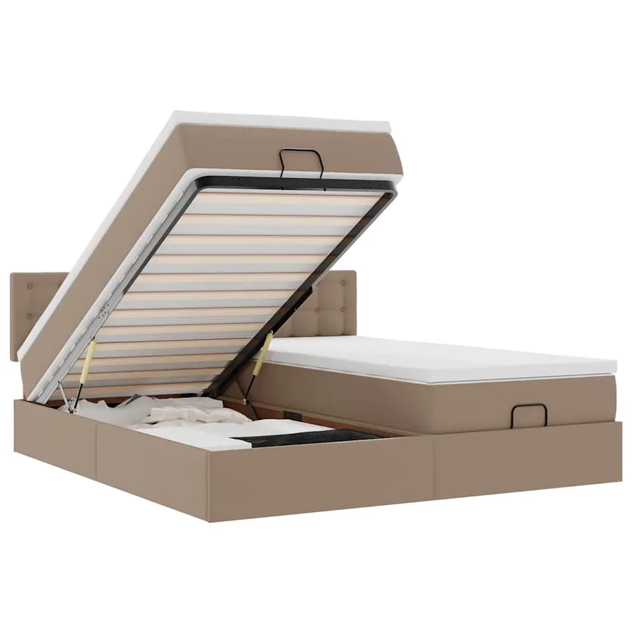 Cadre de lit ottoman et matelas cappuccino 180x200cm similicuir - 2