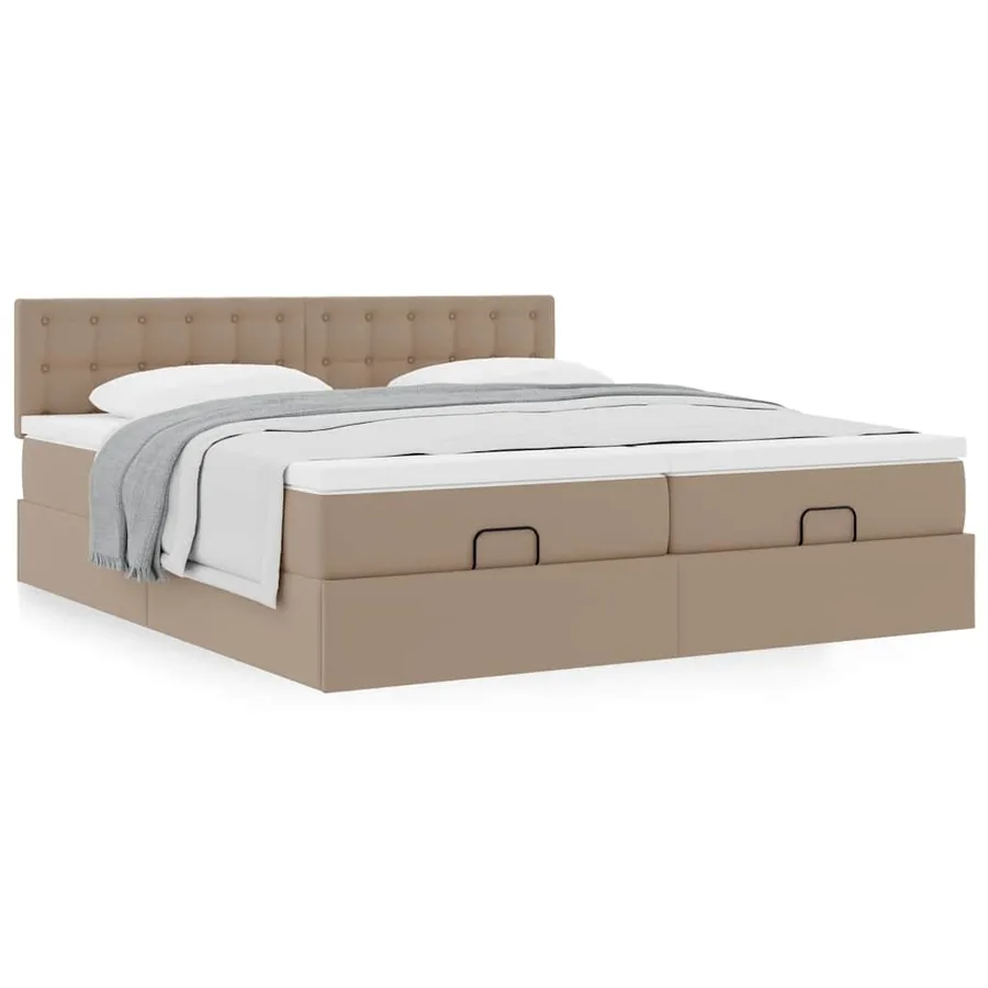 Cadre de lit ottoman et matelas cappuccino 180x200cm similicuir - 4