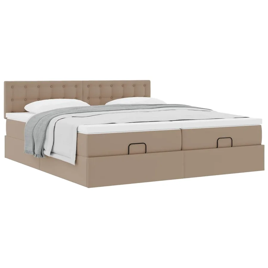 Cadre de lit ottoman et matelas cappuccino 180x200cm similicuir - 5