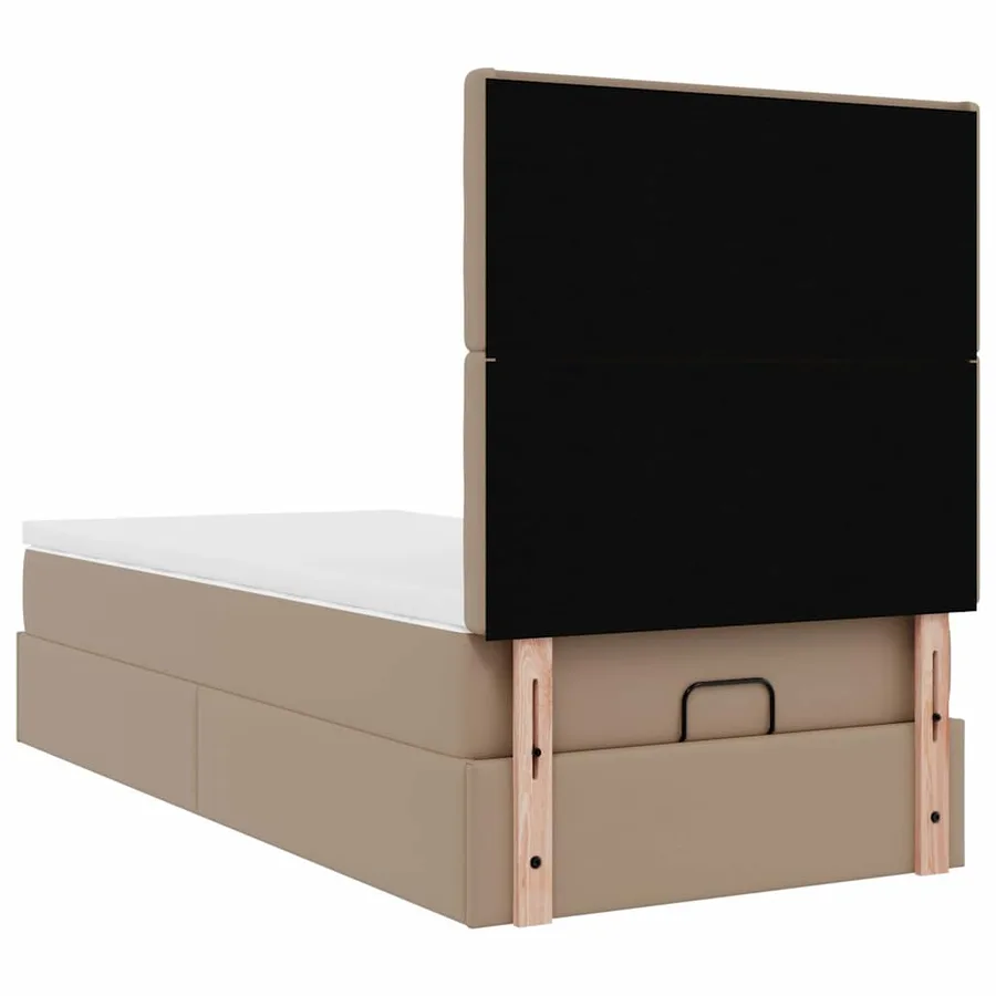 Lit ottoman et matelas cappuccino 90x190 cm similicuir - 11