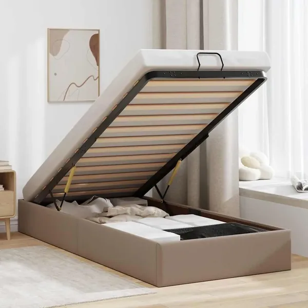 Cadre de lit ottoman sans matelas cappuccino 90x190 cm