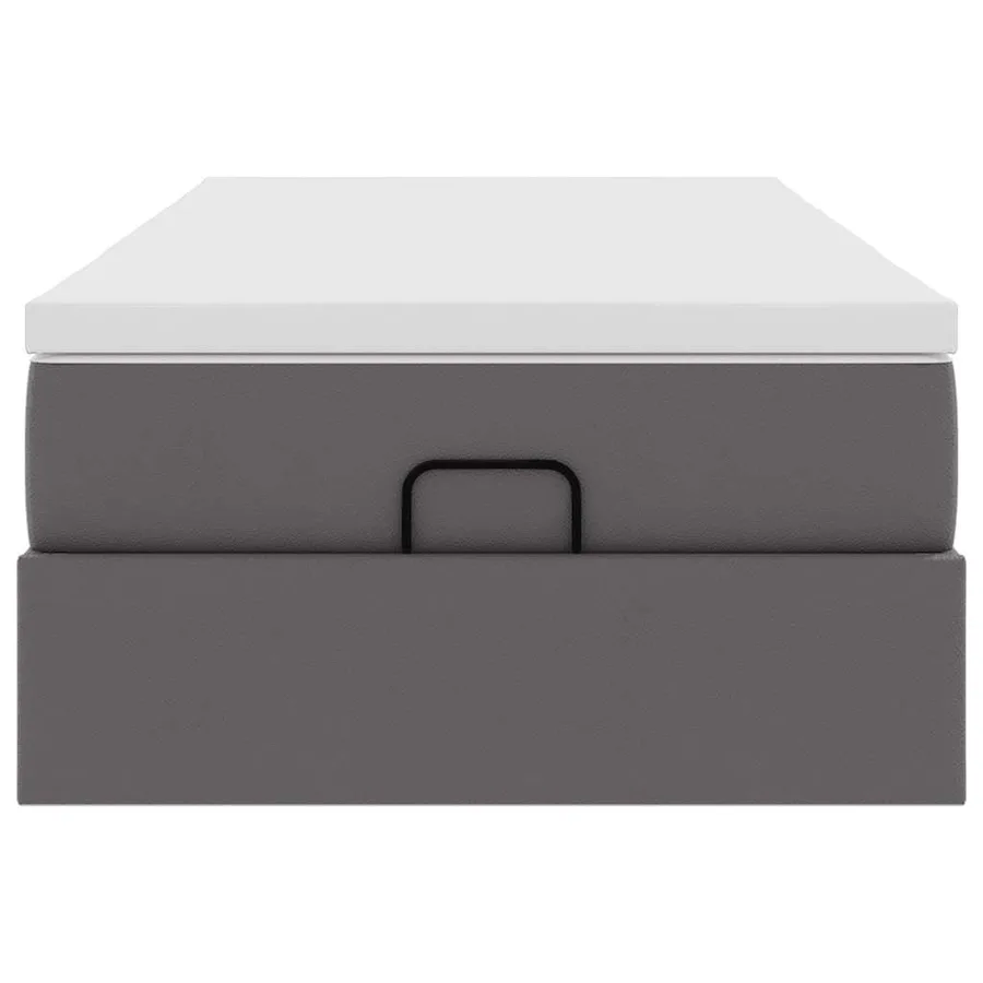 Cadre de lit ottoman avec matelas gris 90x200 cm similicuir - 7