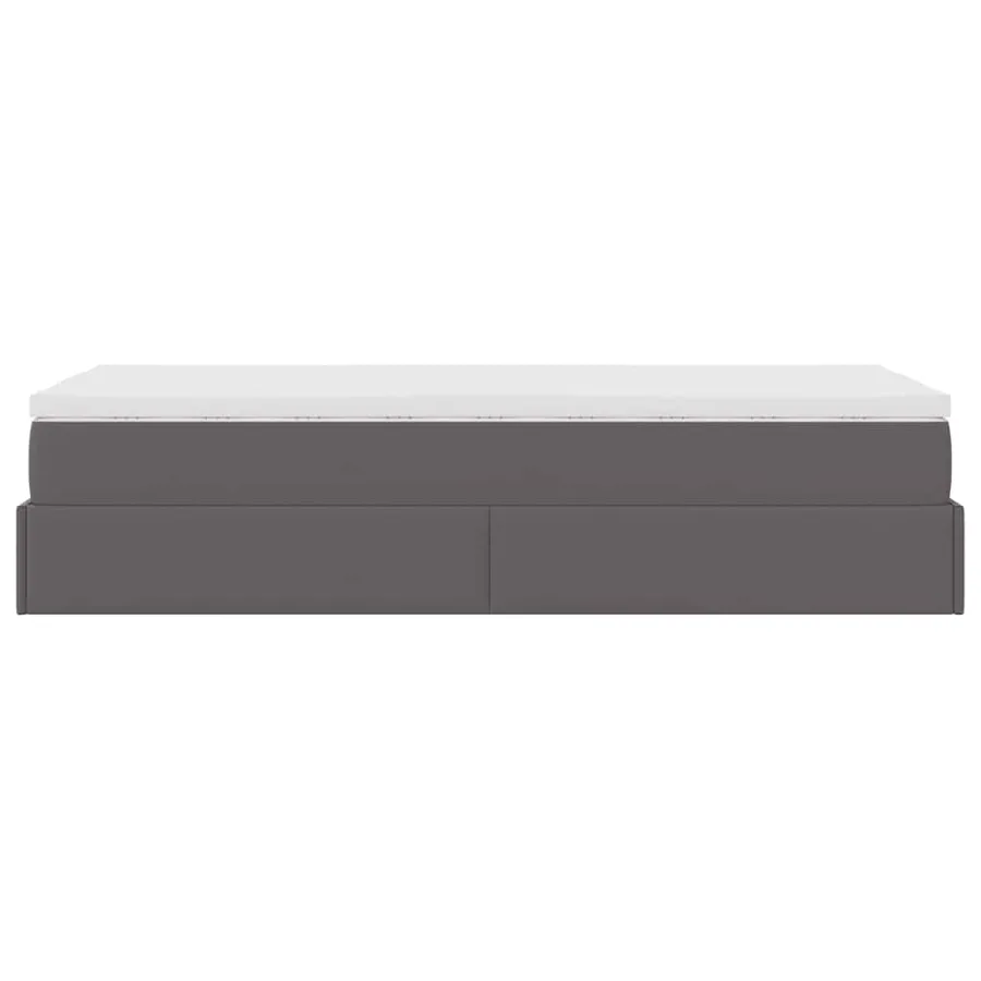 Cadre de lit ottoman avec matelas gris 90x200 cm similicuir - 9