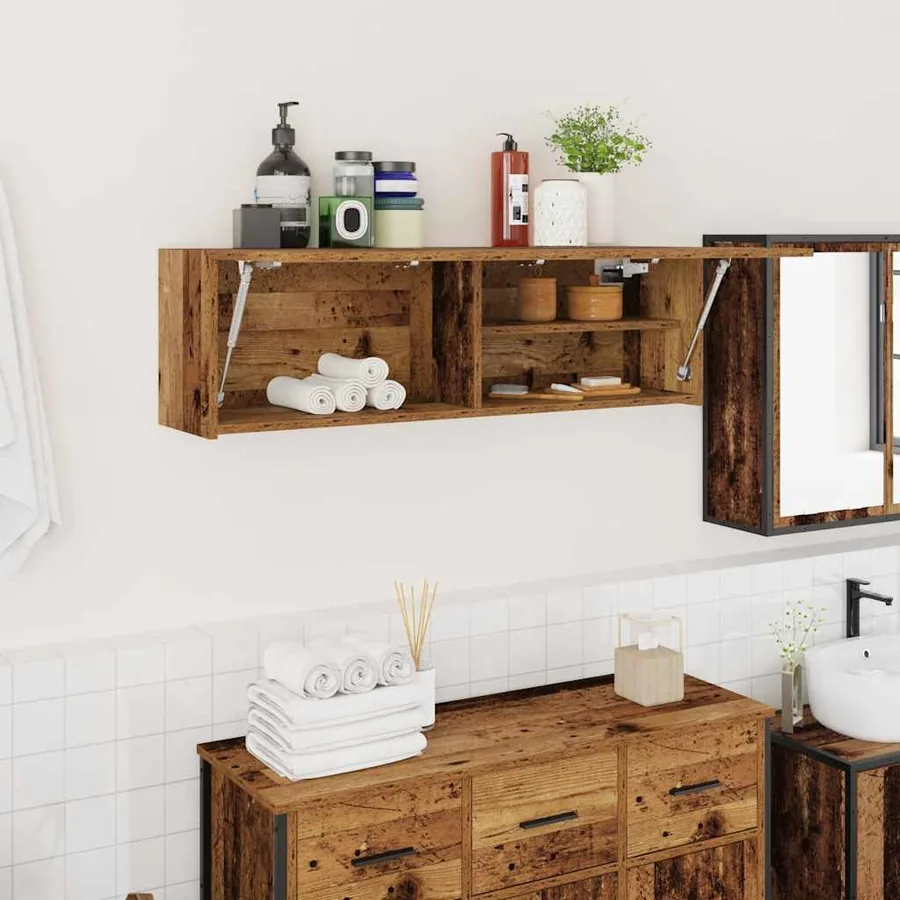 Armoire murale de bain vieux bois 100x25x30cm bois d'ingénierie