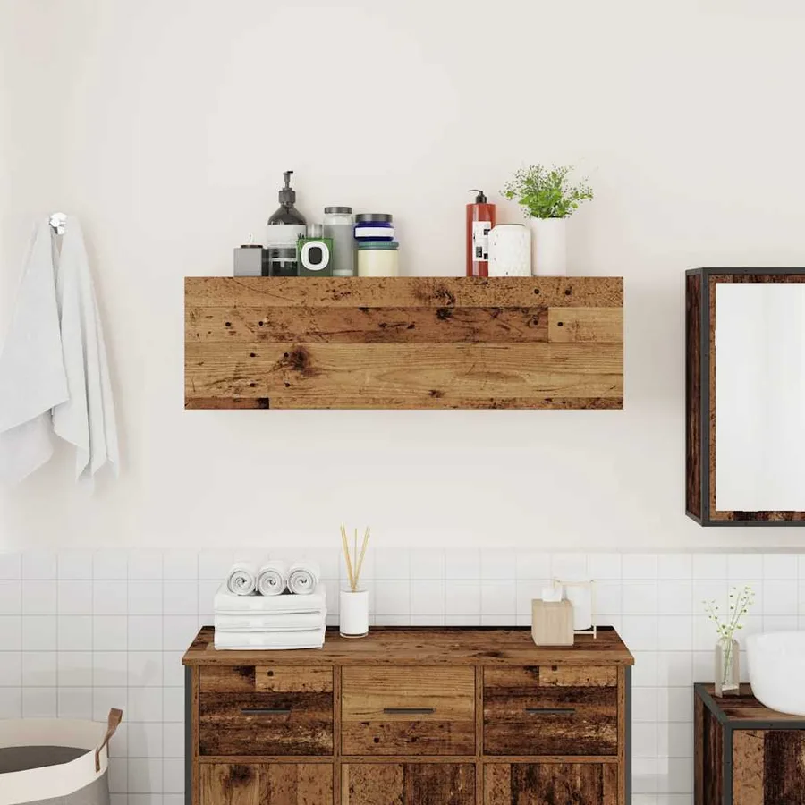 Armoire murale de bain vieux bois 100x25x30cm bois d'ingénierie - 3