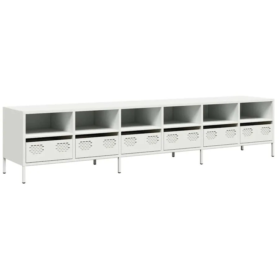 Meuble TV blanc 202x39x43,5 cm acier laminé à froid - 2