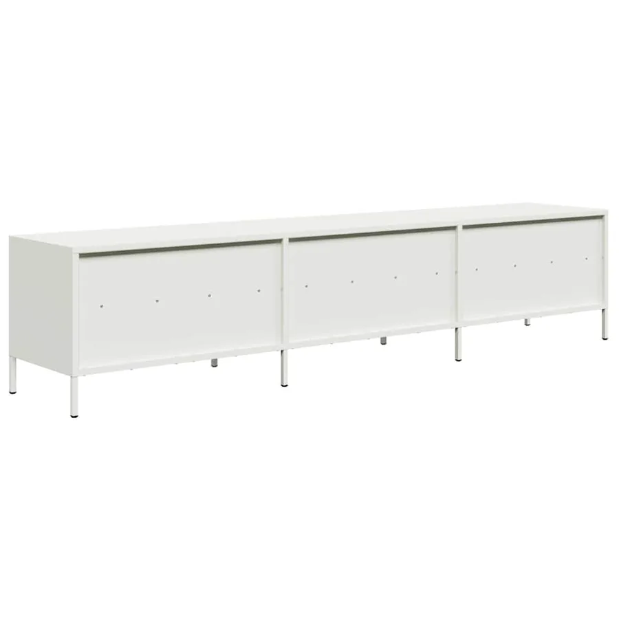 Meuble TV blanc 202x39x43,5 cm acier laminé à froid - 7