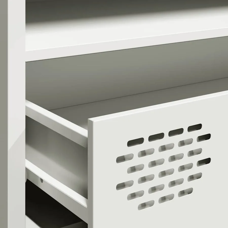 Meuble TV blanc 202x39x43,5 cm acier laminé à froid - 9