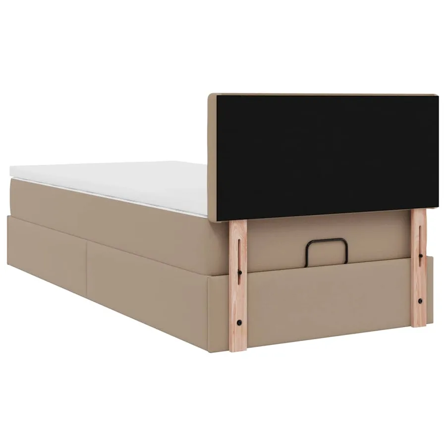 Lit ottoman et matelas cappuccino 90x200 cm similicuir - 11