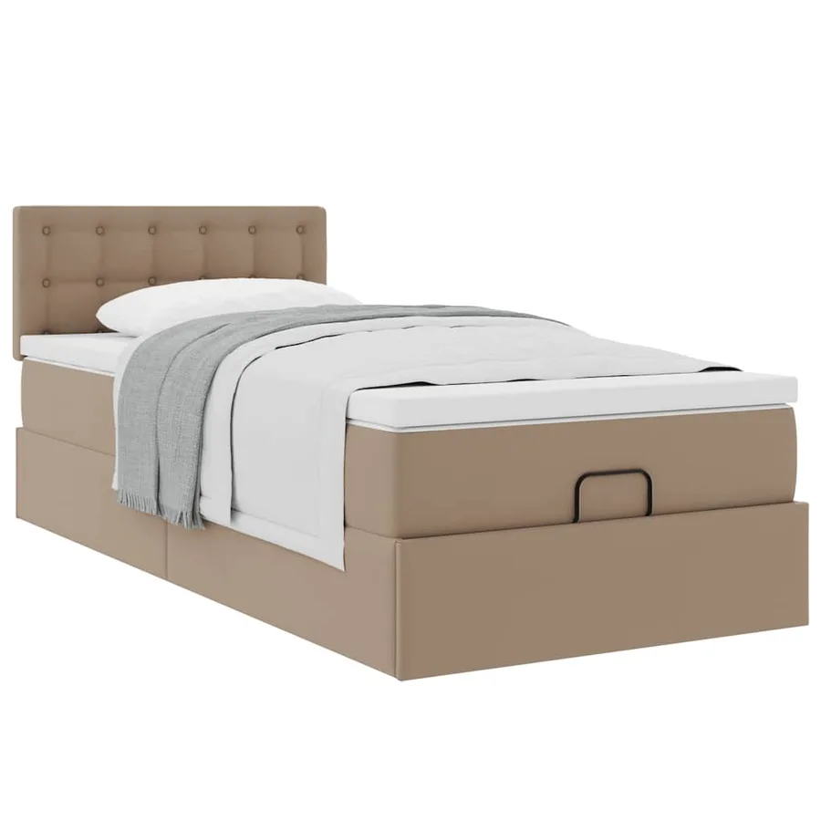 Lit ottoman et matelas cappuccino 90x200 cm similicuir - 5