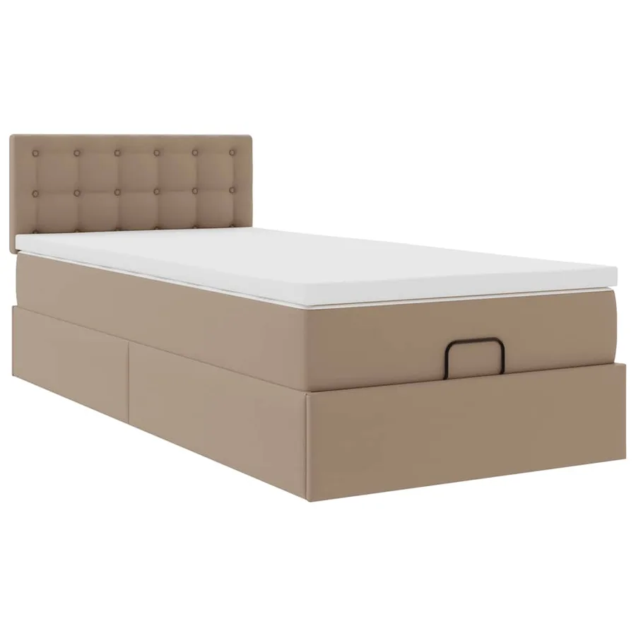 Lit ottoman et matelas cappuccino 90x200 cm similicuir - 6