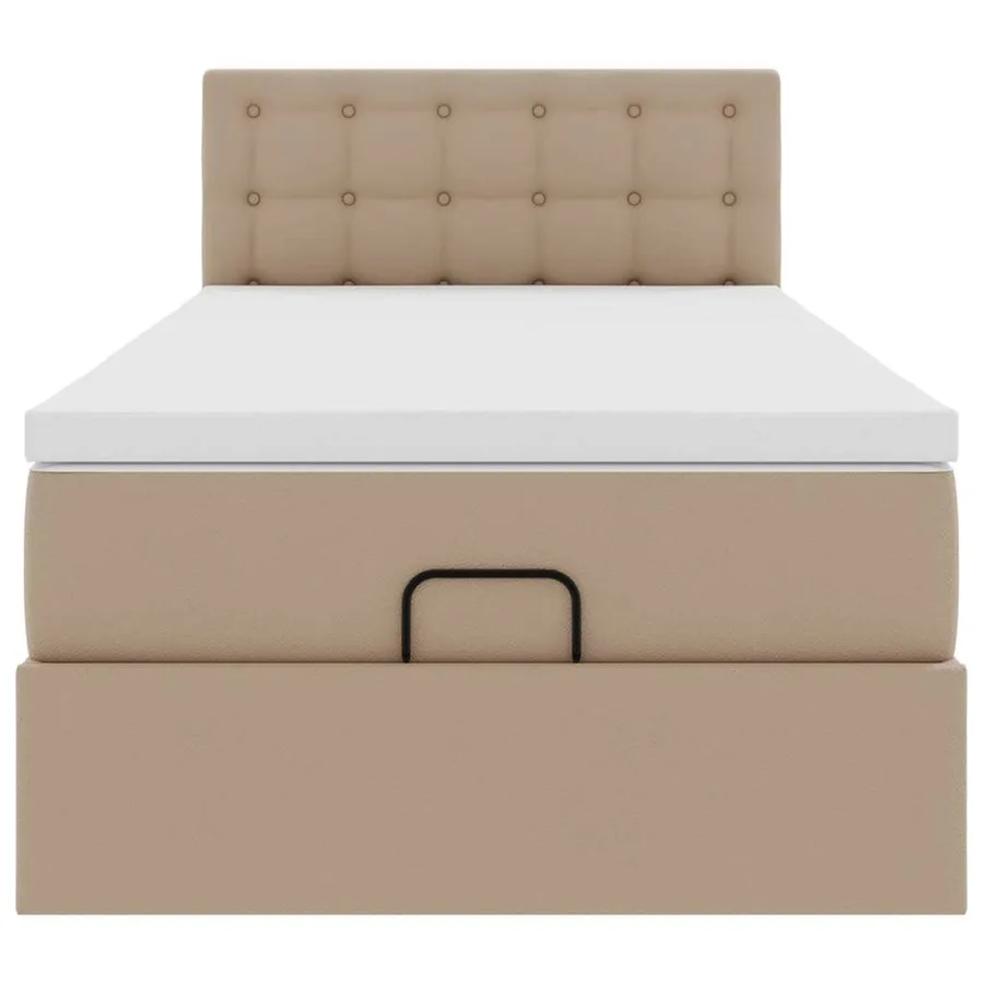 Lit ottoman et matelas cappuccino 90x200 cm similicuir - 7