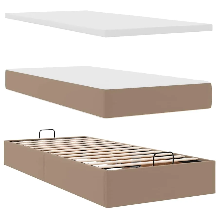 Lit ottoman et matelas cappuccino 90x200 cm similicuir - 8