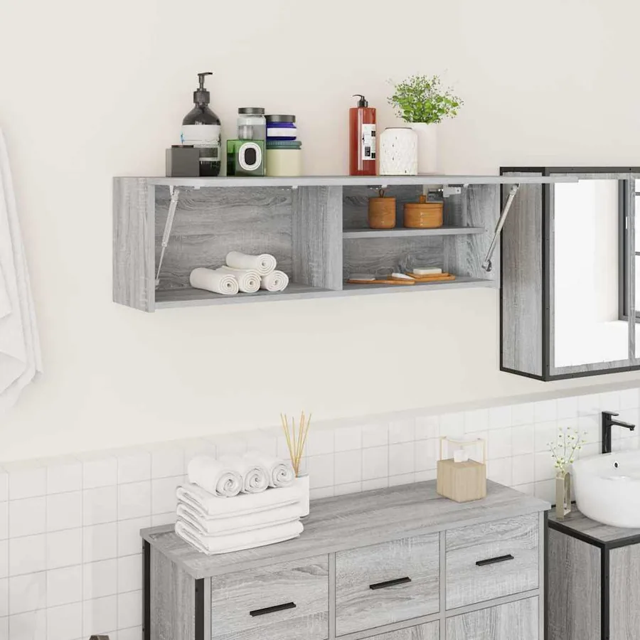 Armoire murale de bain sonoma gris 100x25x30 cm bois ingénierie
