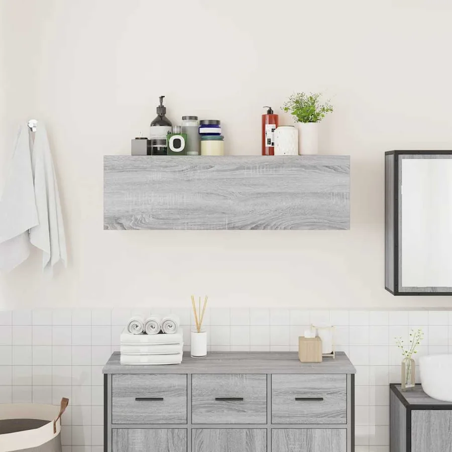 Armoire murale de bain sonoma gris 100x25x30 cm bois ingénierie - 3