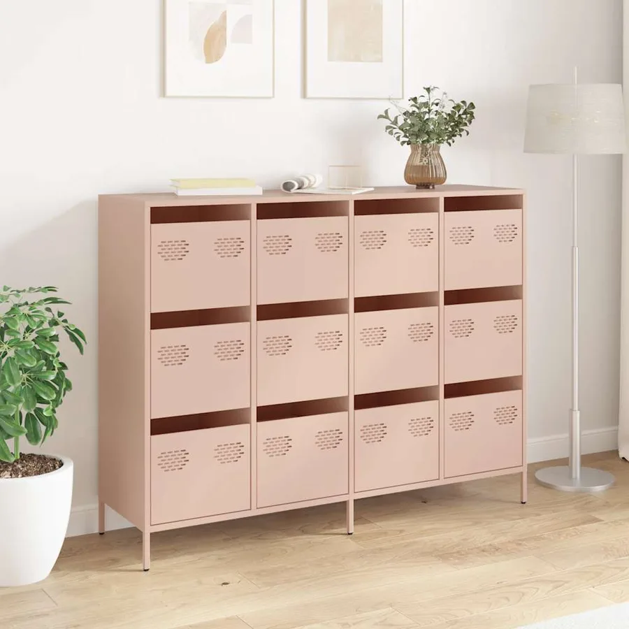 Buffet rose 135x39x103,5 cm acier laminé à froid - 3