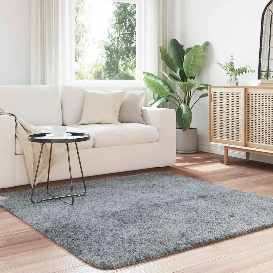 Tapis Shaggy à poils longs NAVARRA gris clair 160x160 cm - 3
