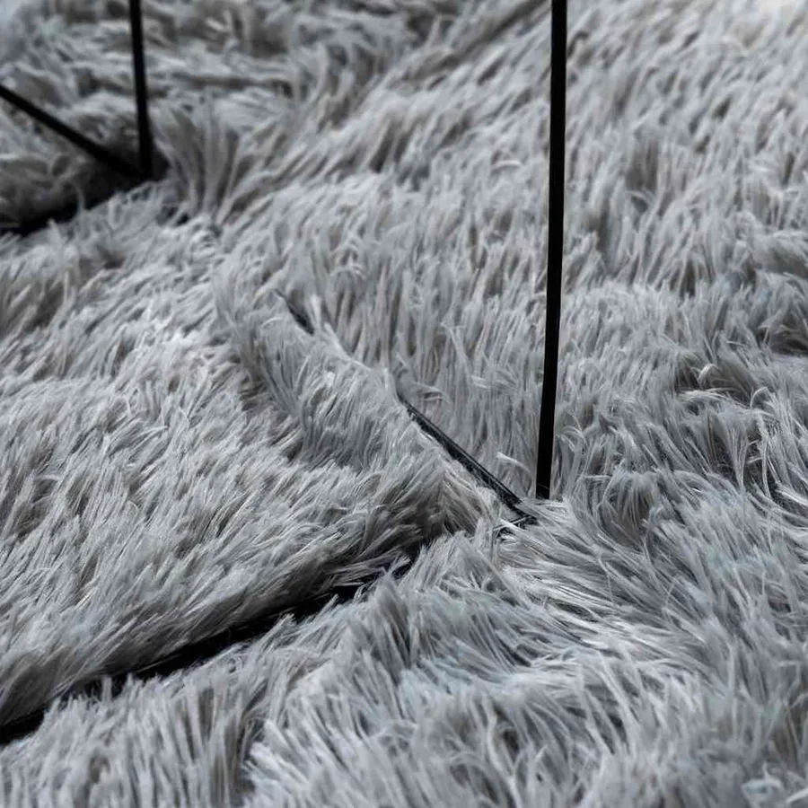 Tapis Shaggy à poils longs NAVARRA gris clair 160x160 cm - 7