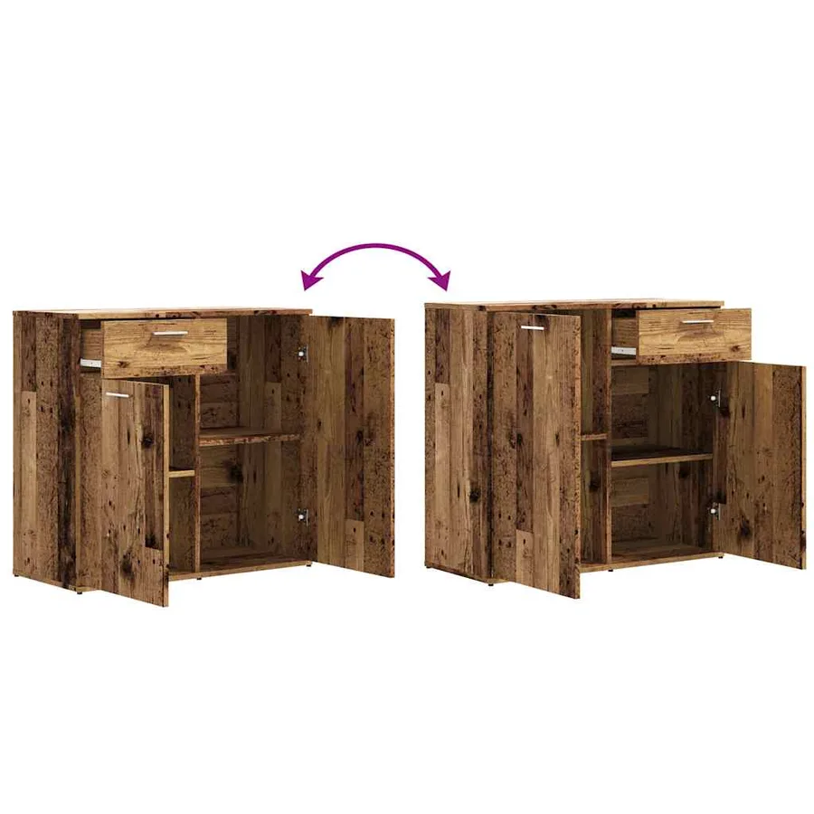 Buffet vieux bois 80x36x75 cm bois d'ingénierie - 8