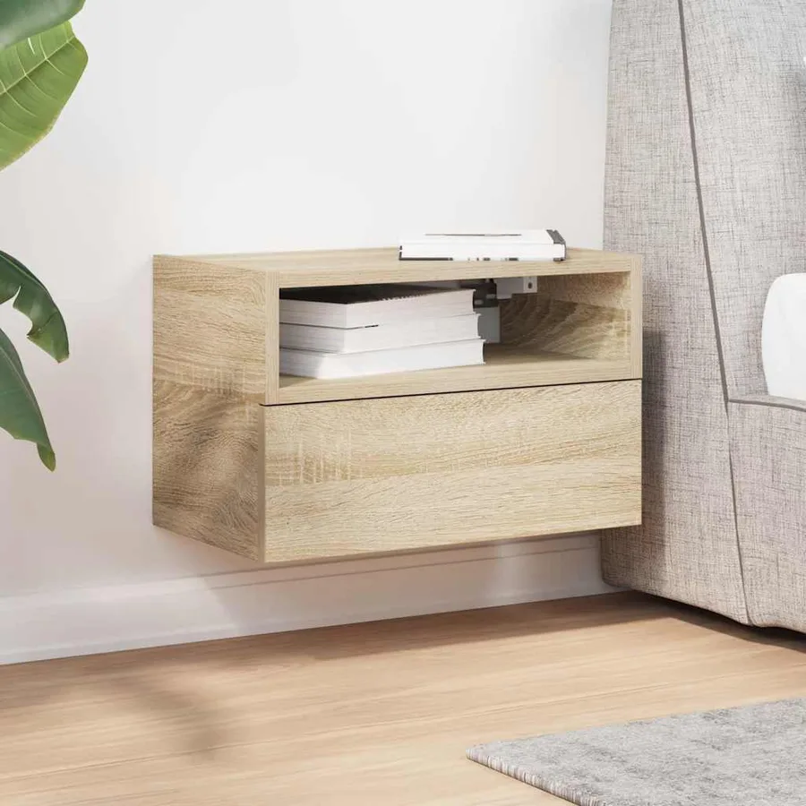Table de chevet murale chêne sonoma 45x26x28,5 cm - 3