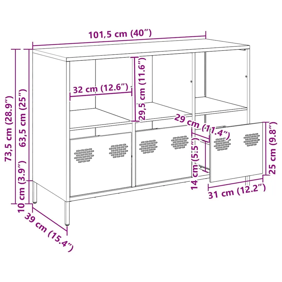 Buffet rose 101,5x39x73,5 cm acier laminé à froid - 13