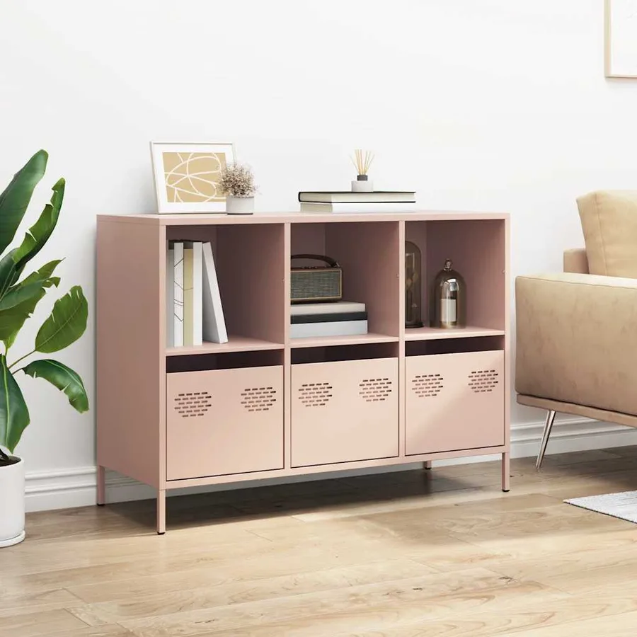 Buffet rose 101,5x39x73,5 cm acier laminé à froid - 3